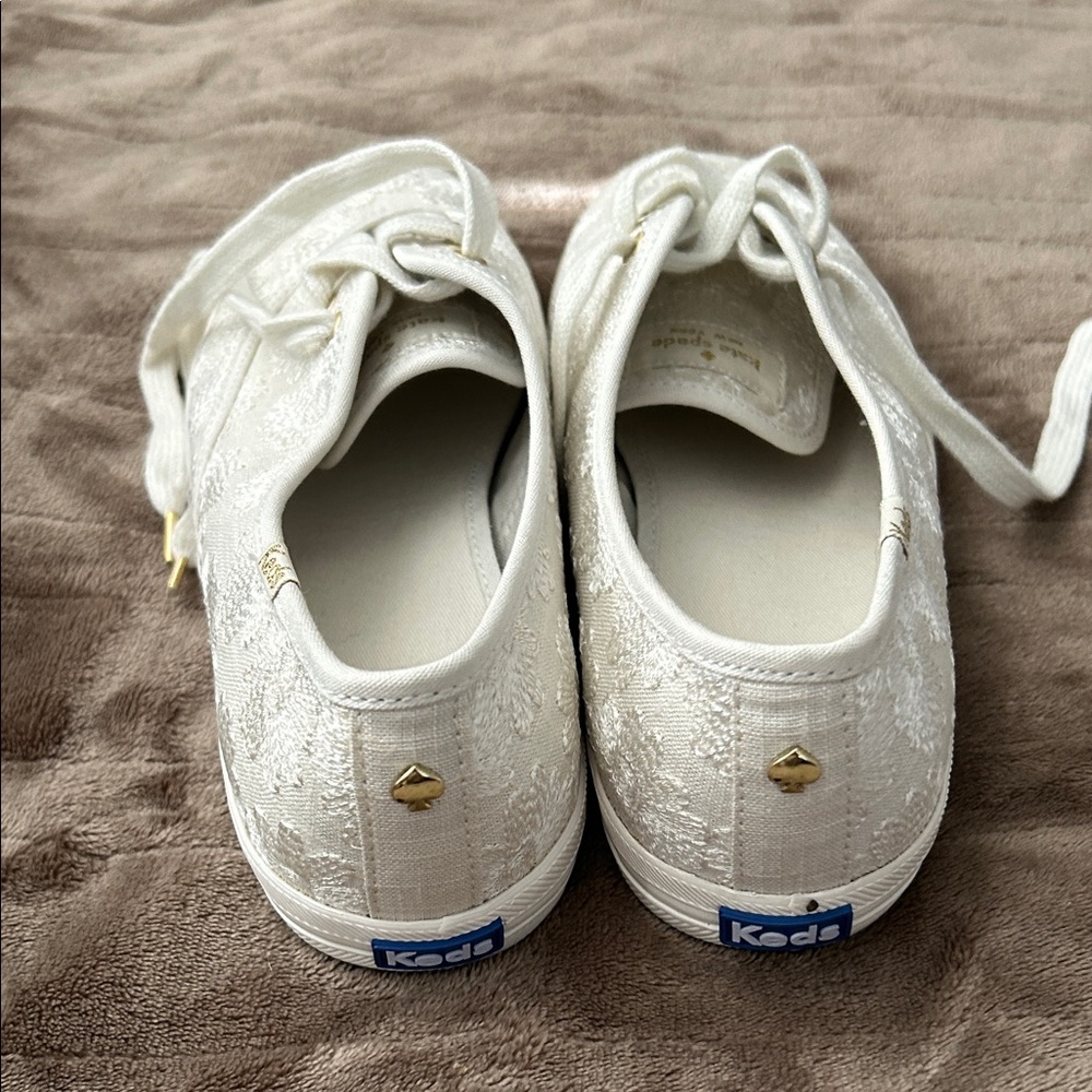 Kate Spade White Floral Embroidered Keds Sneakers - Picture 3 of 4